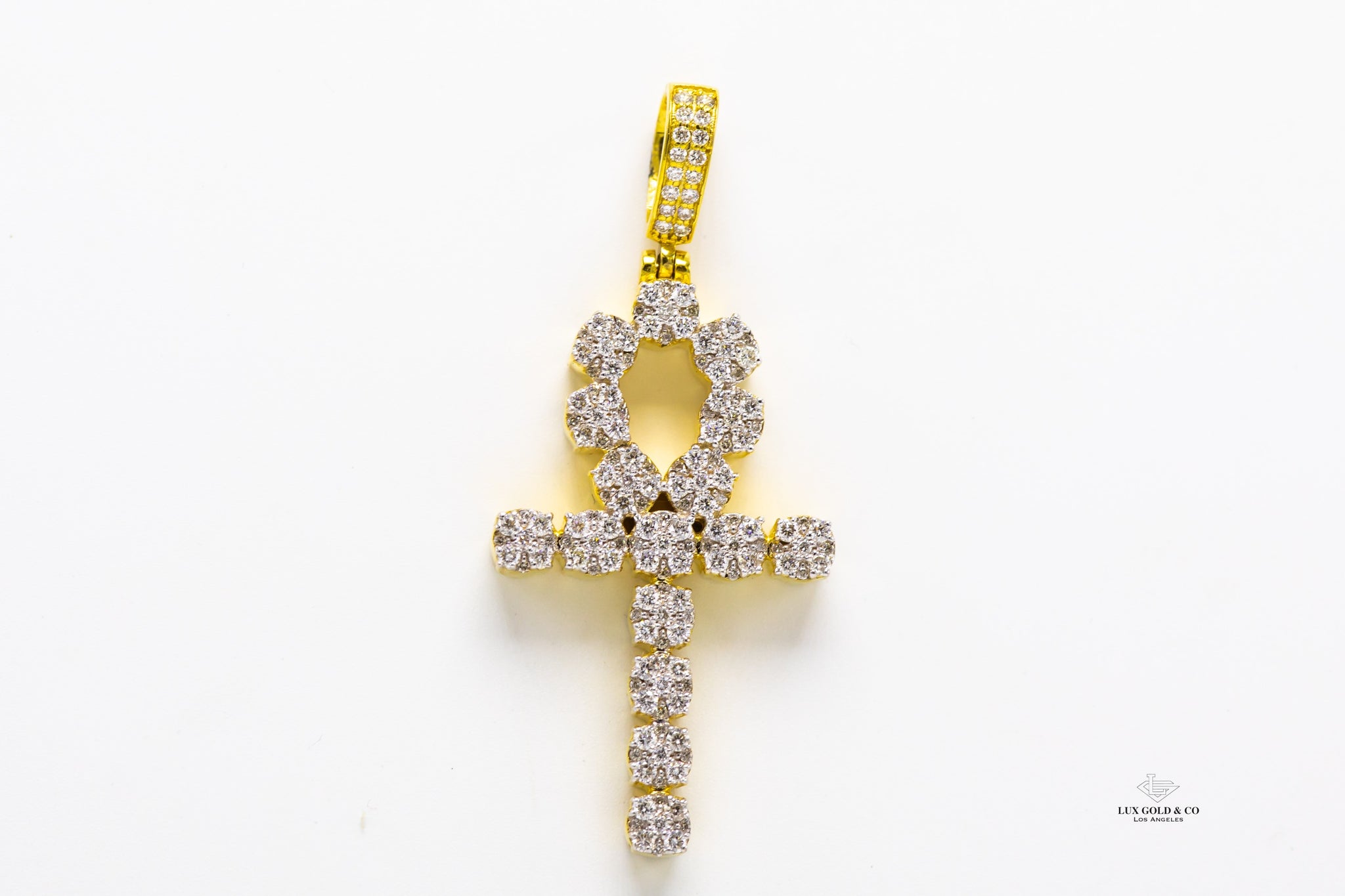 Cluster Diamond Ankh Cross Pendant