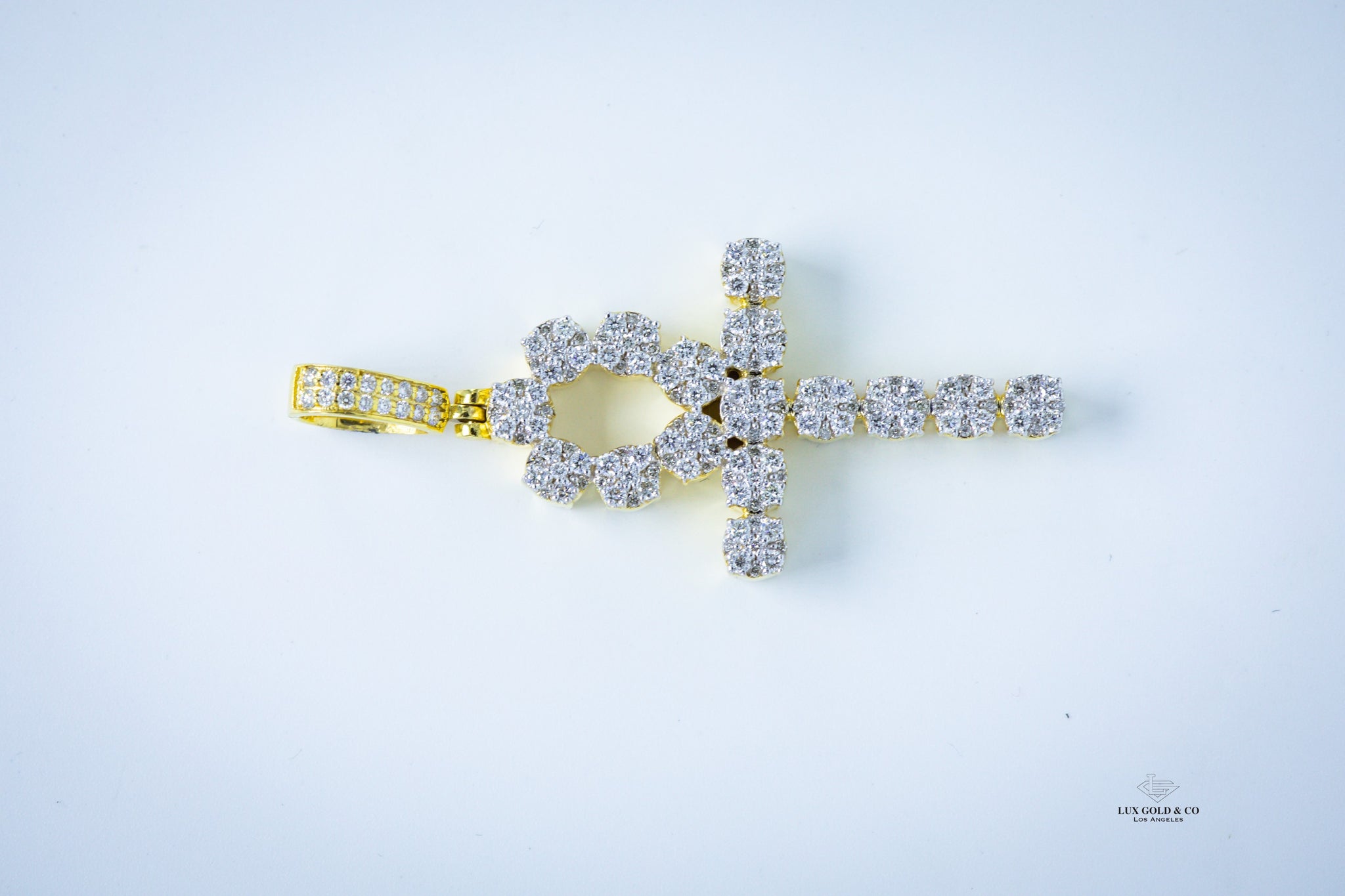 Cluster Diamond Ankh Cross Pendant