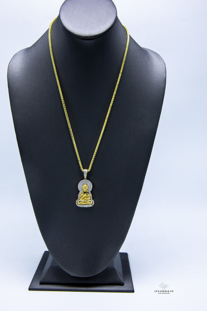 Diamond Sitting Buddha Pendant W/ Chain