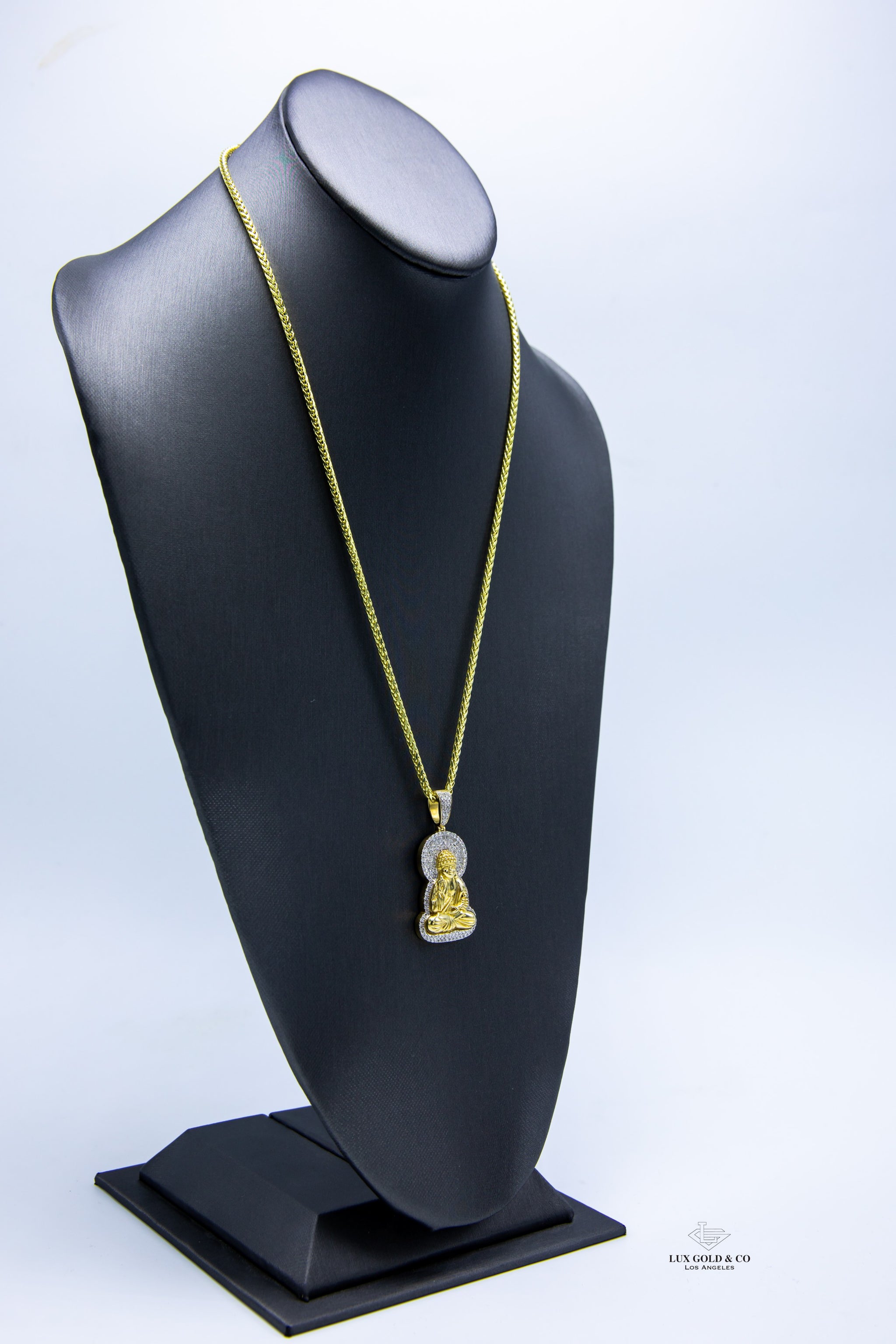 Diamond Sitting Buddha Pendant W/ Chain