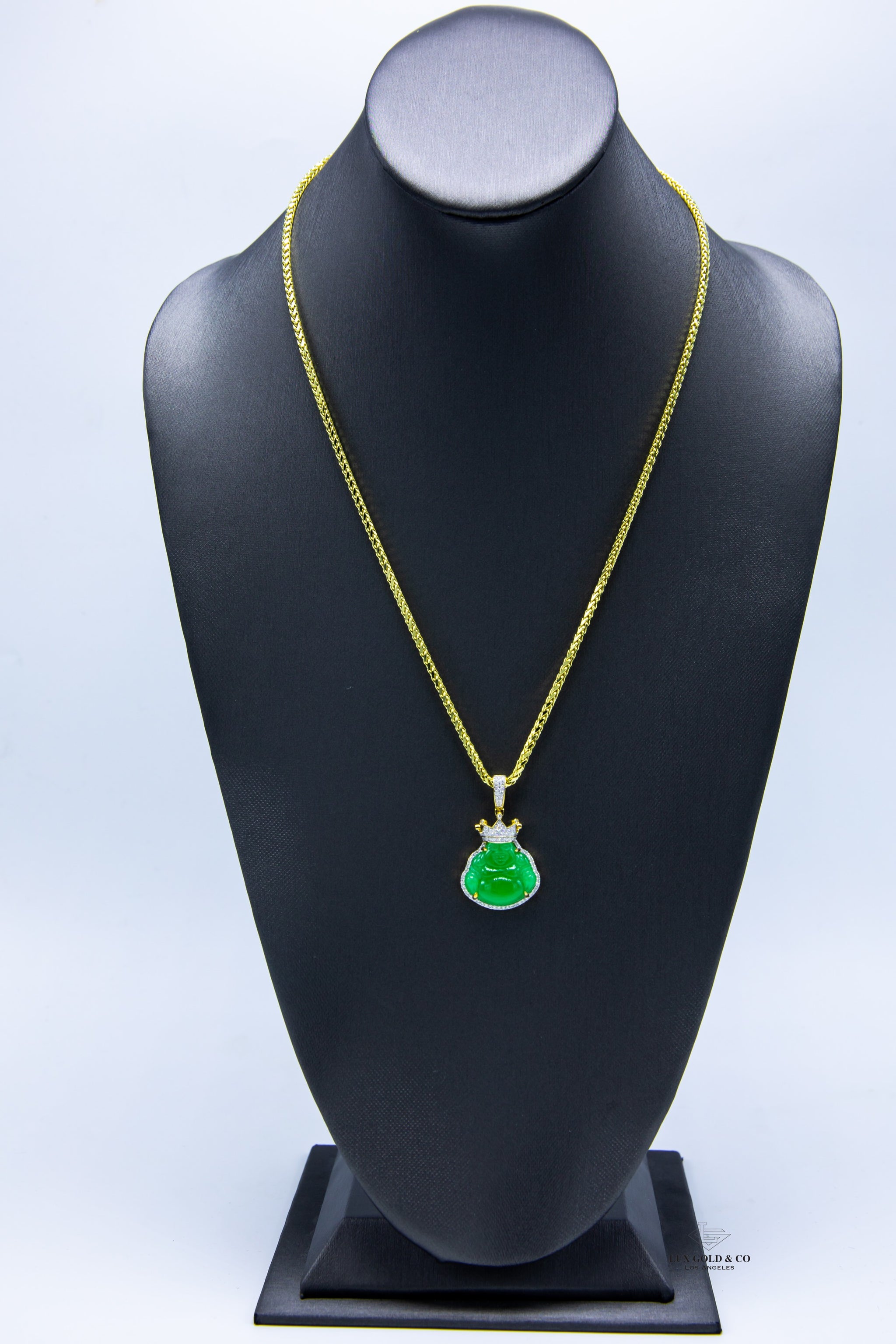 Jade King Buddha Pendant W/ Chain