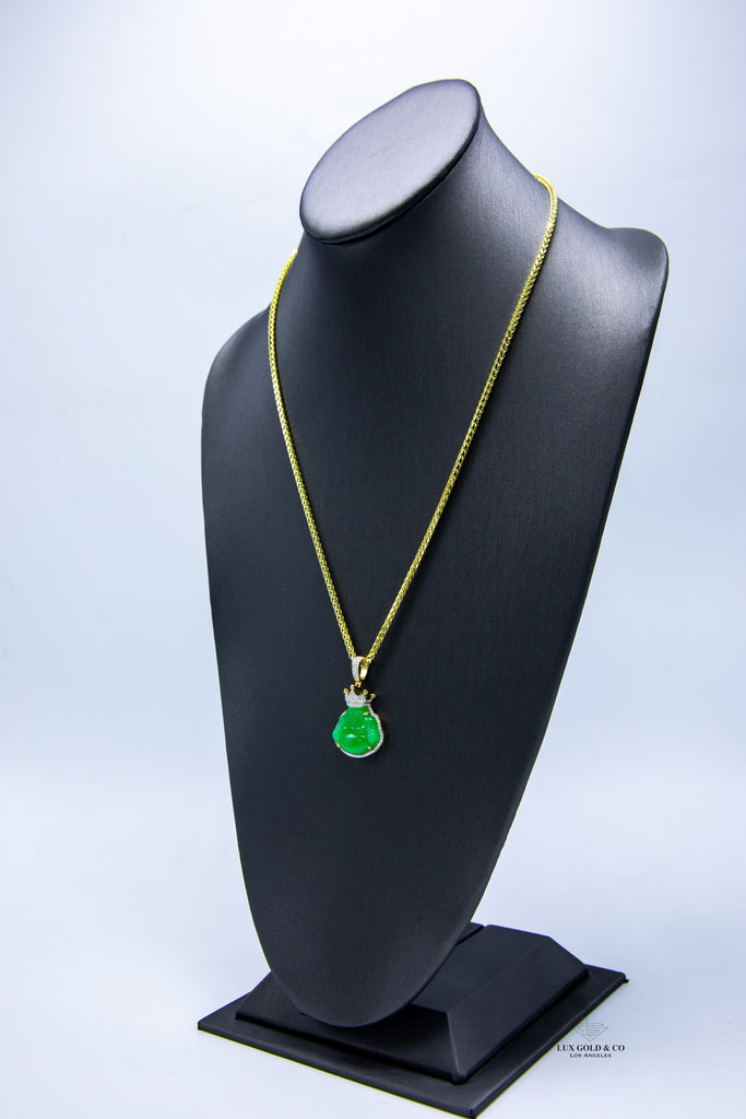 Jade King Buddha Pendant W/ Chain