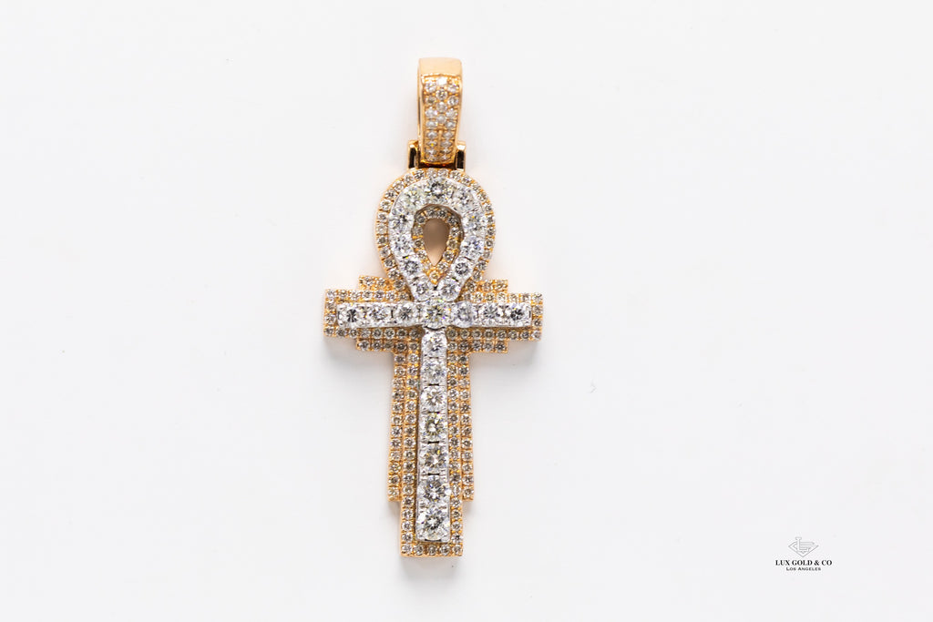 Two Tone 3-D Ankh Cross Pendant